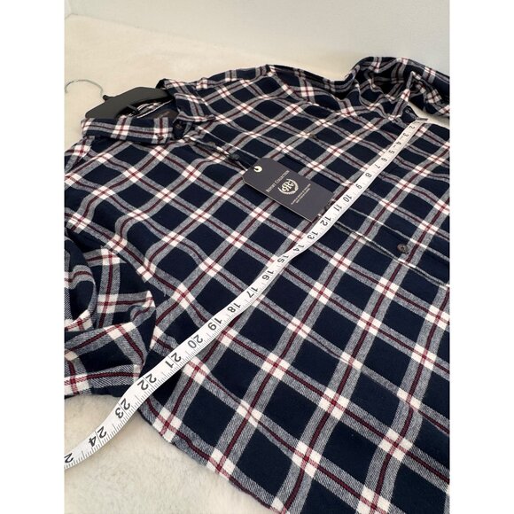 New Report Collection Men's Size S Navy & White Plaid Button-Up Flannel Shirt - Picture 3 of 12